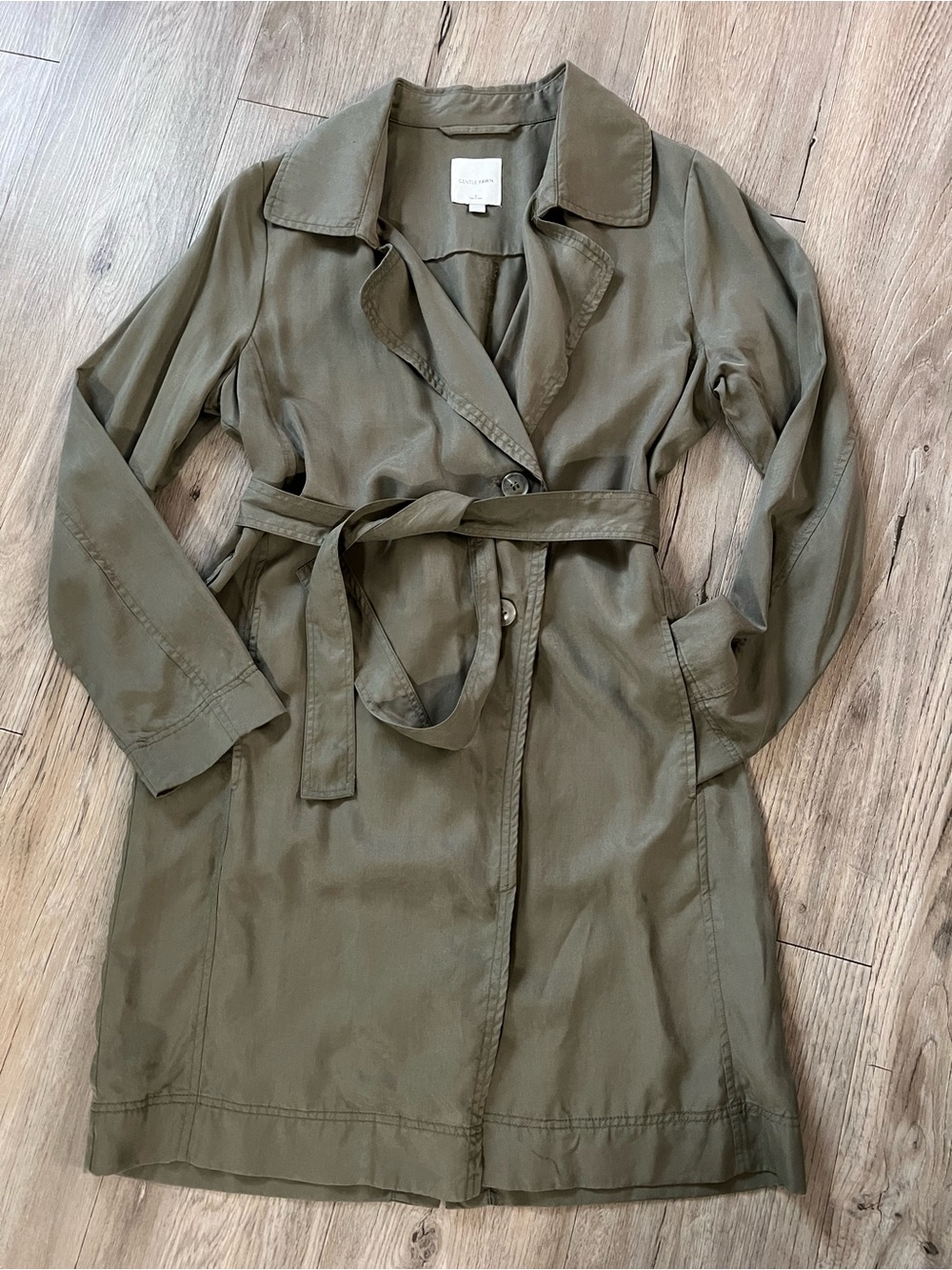 Gentle Fawn Olive Green Lightweight Trench Coat with Belt